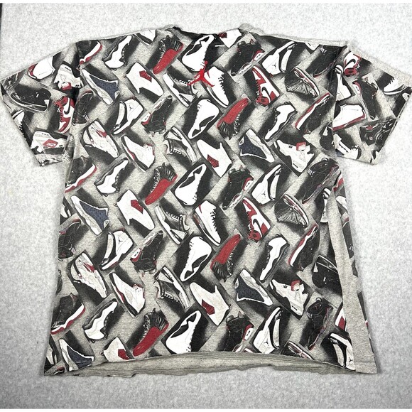 Vintage Nike Air Jordan 11 12 Shirt Mens XL Grey All Over Sneaker Basketball AOP